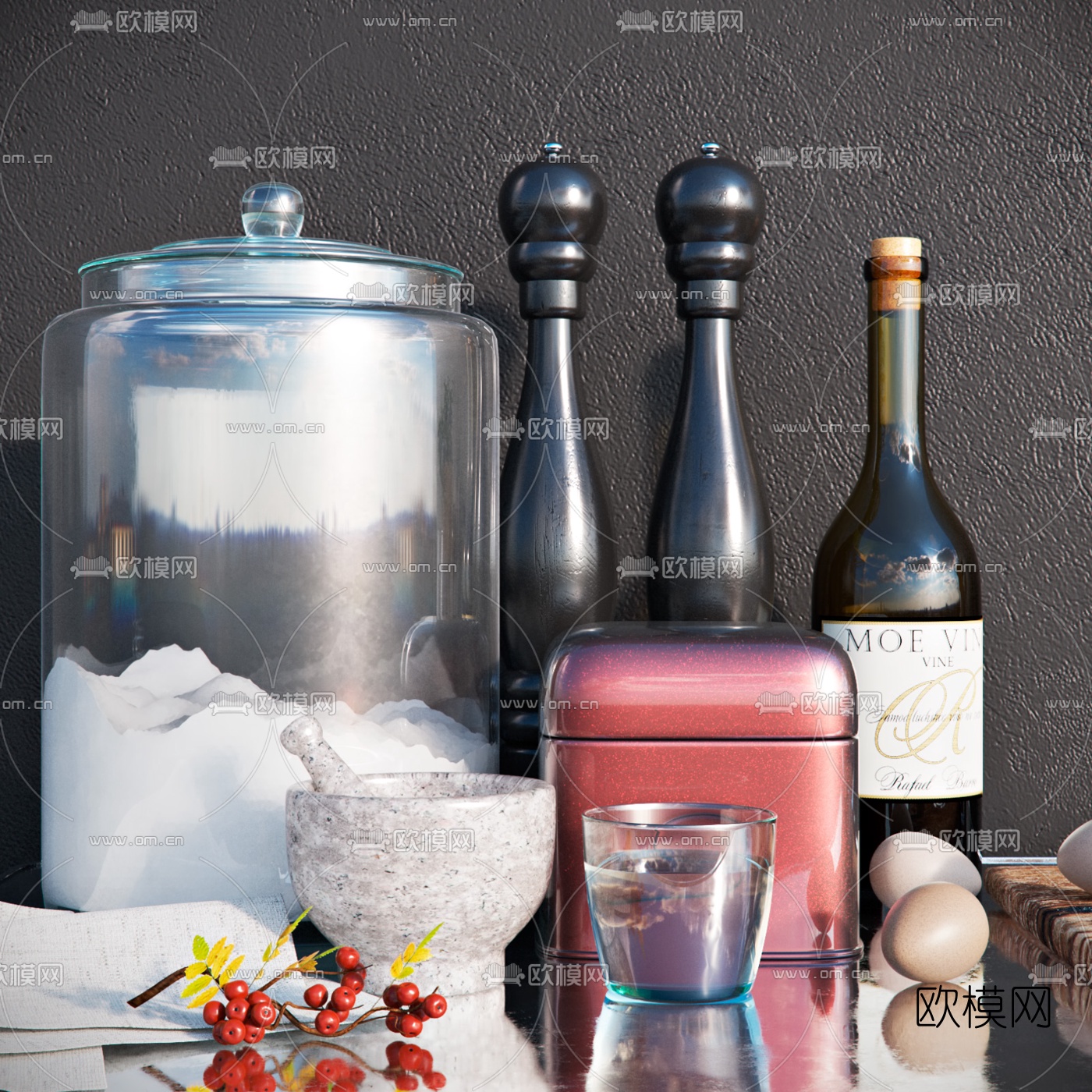 北欧厨房厨具组合d模型下载（渲染图3）