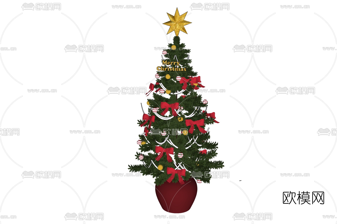 现代圣诞树免费su模型下载