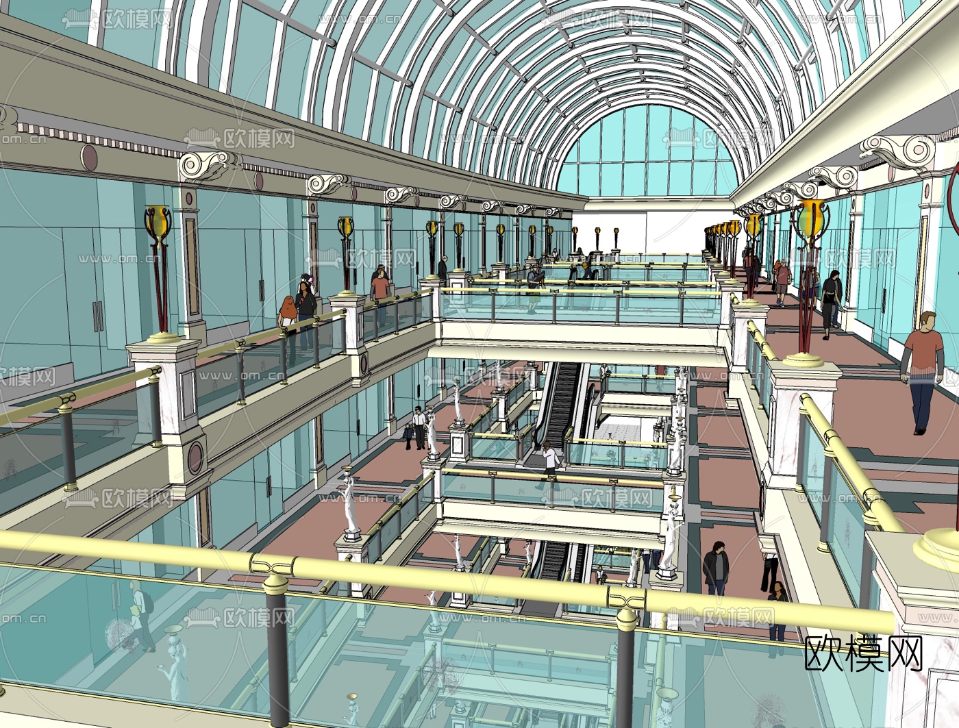 欧式商场超市su模型下载（渲染图1）