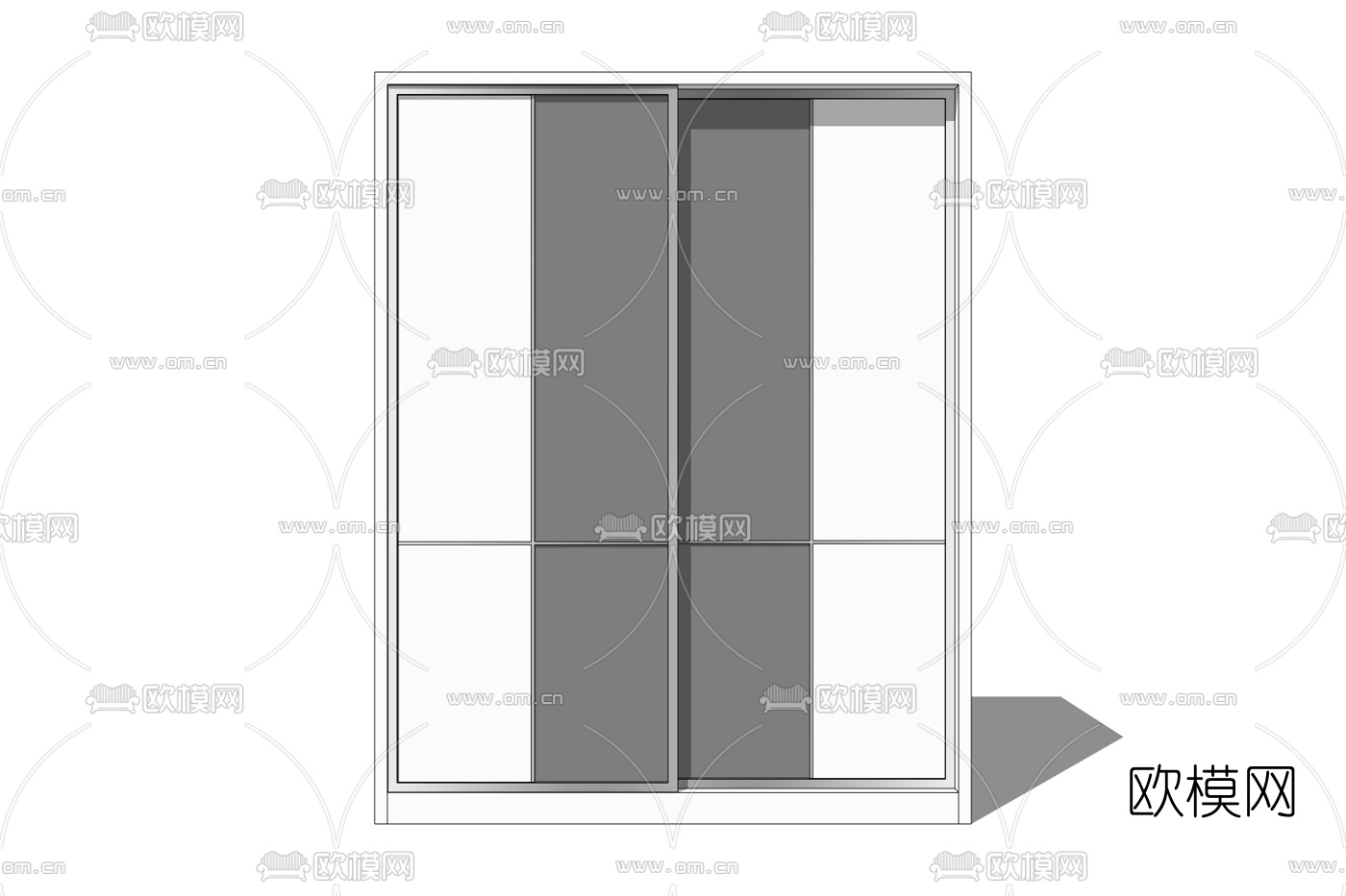 现代衣柜免费su模型下载