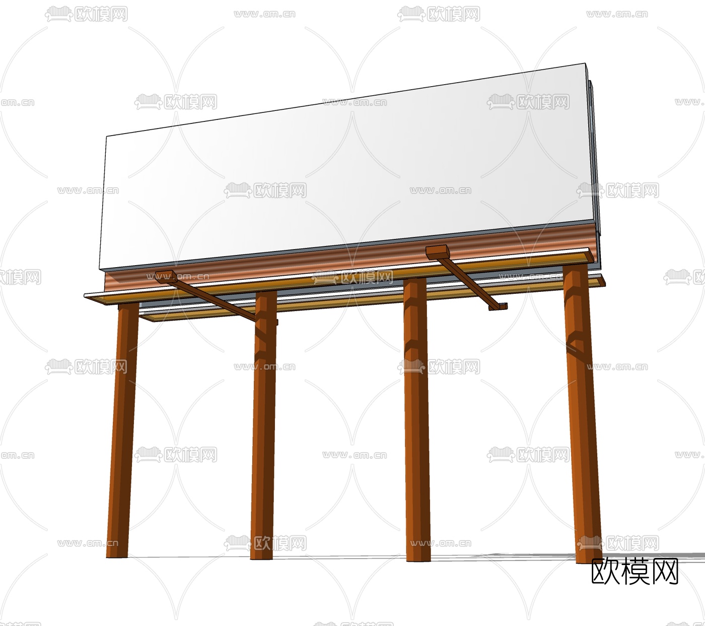 现代广告牌免费su模型-免费3dmax模型库-欧模网