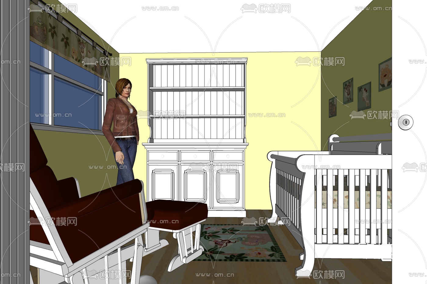 简欧儿童房免费su模型下载