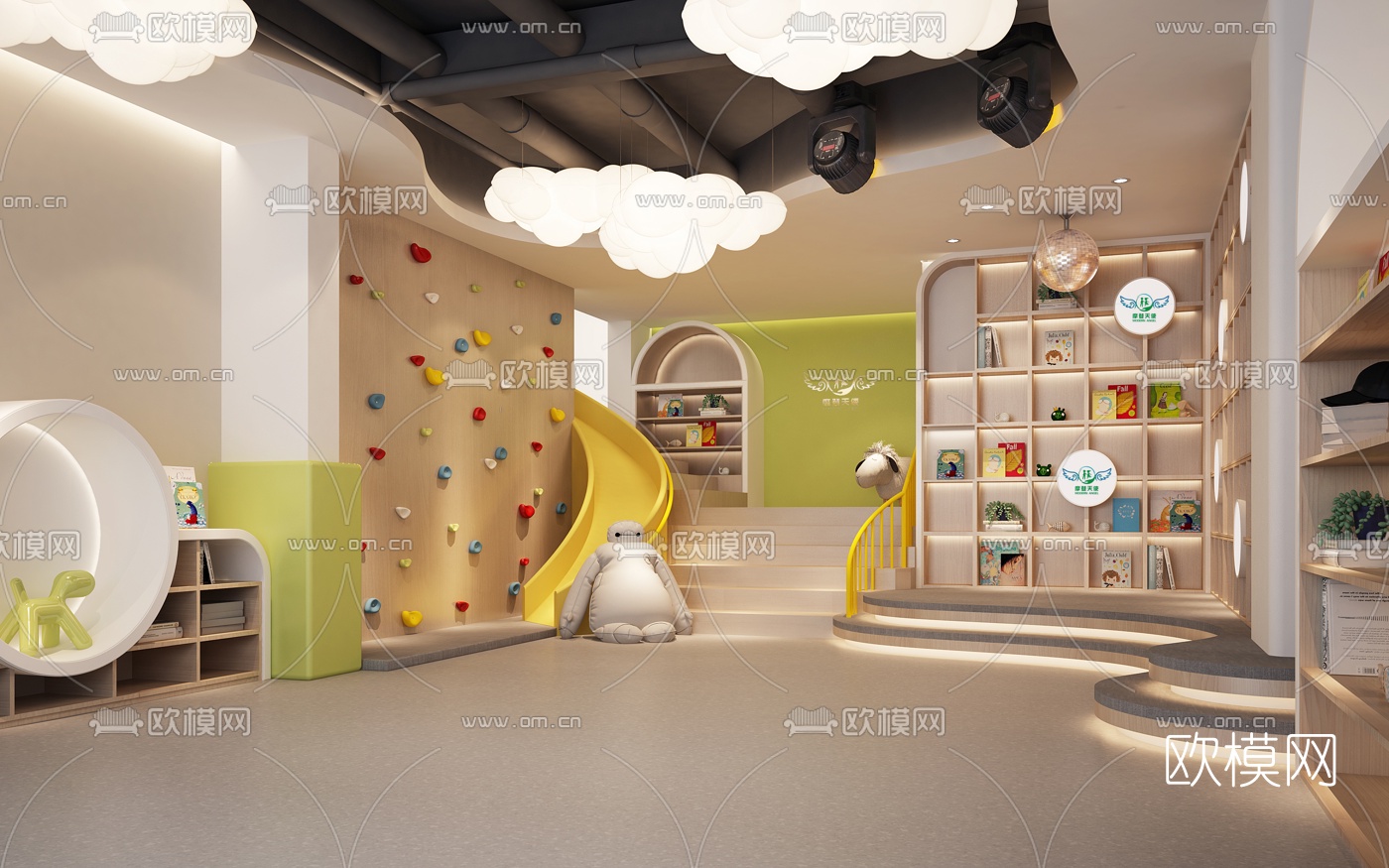 现代幼儿园前台大厅3d模型