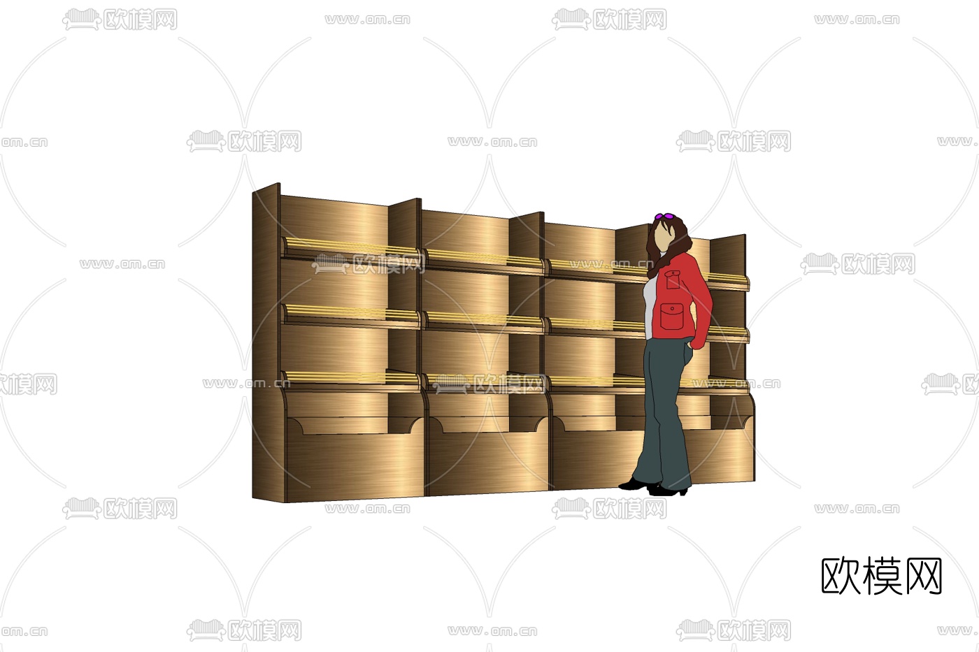 现代超市展示柜免费su模型下载