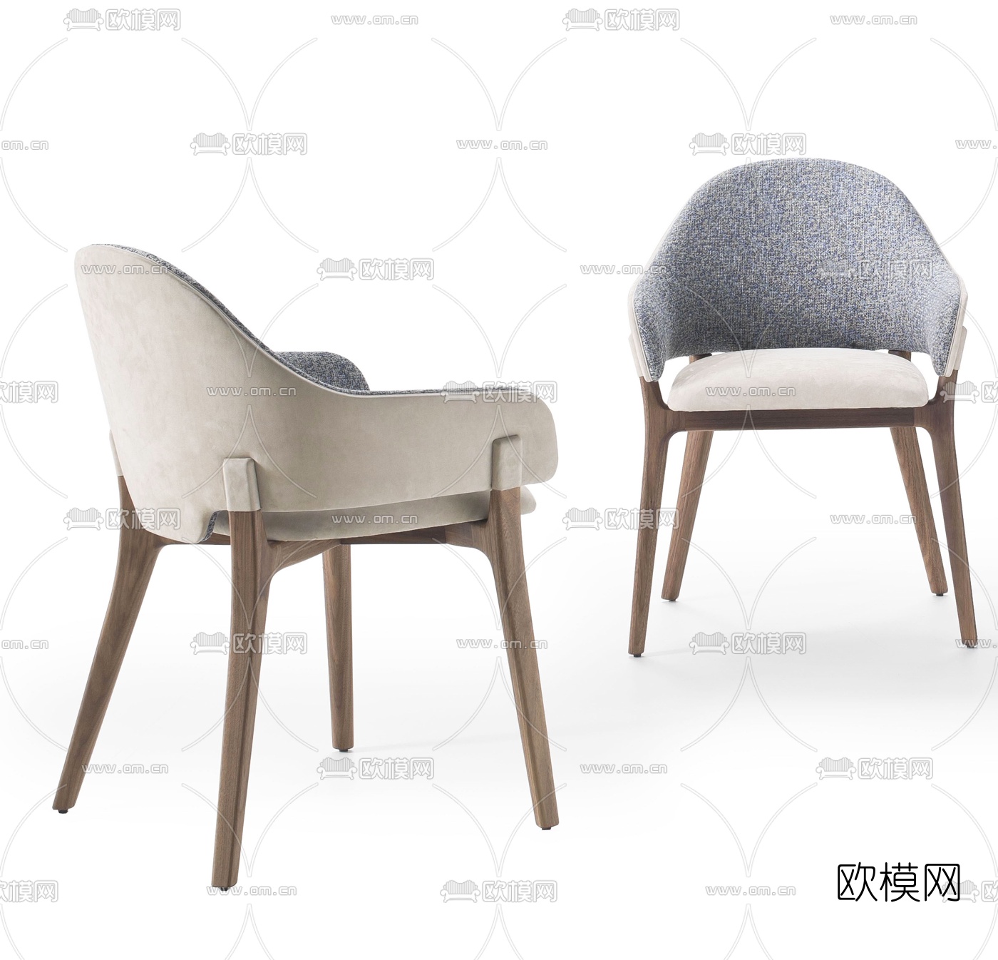 北欧原木布艺单椅3d模型下载