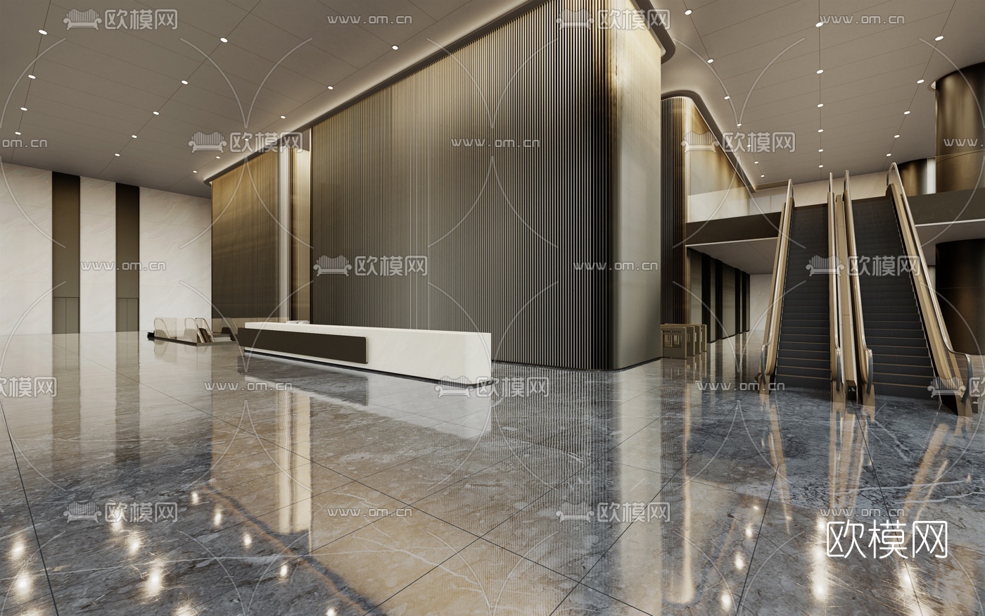 现代写字楼大堂前台3d模型