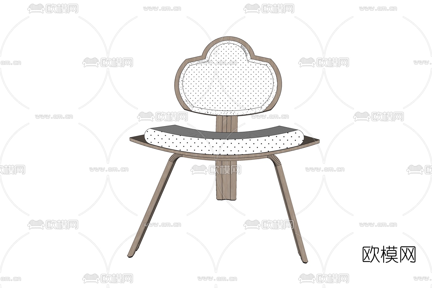 北欧实木单椅免费su模型下载