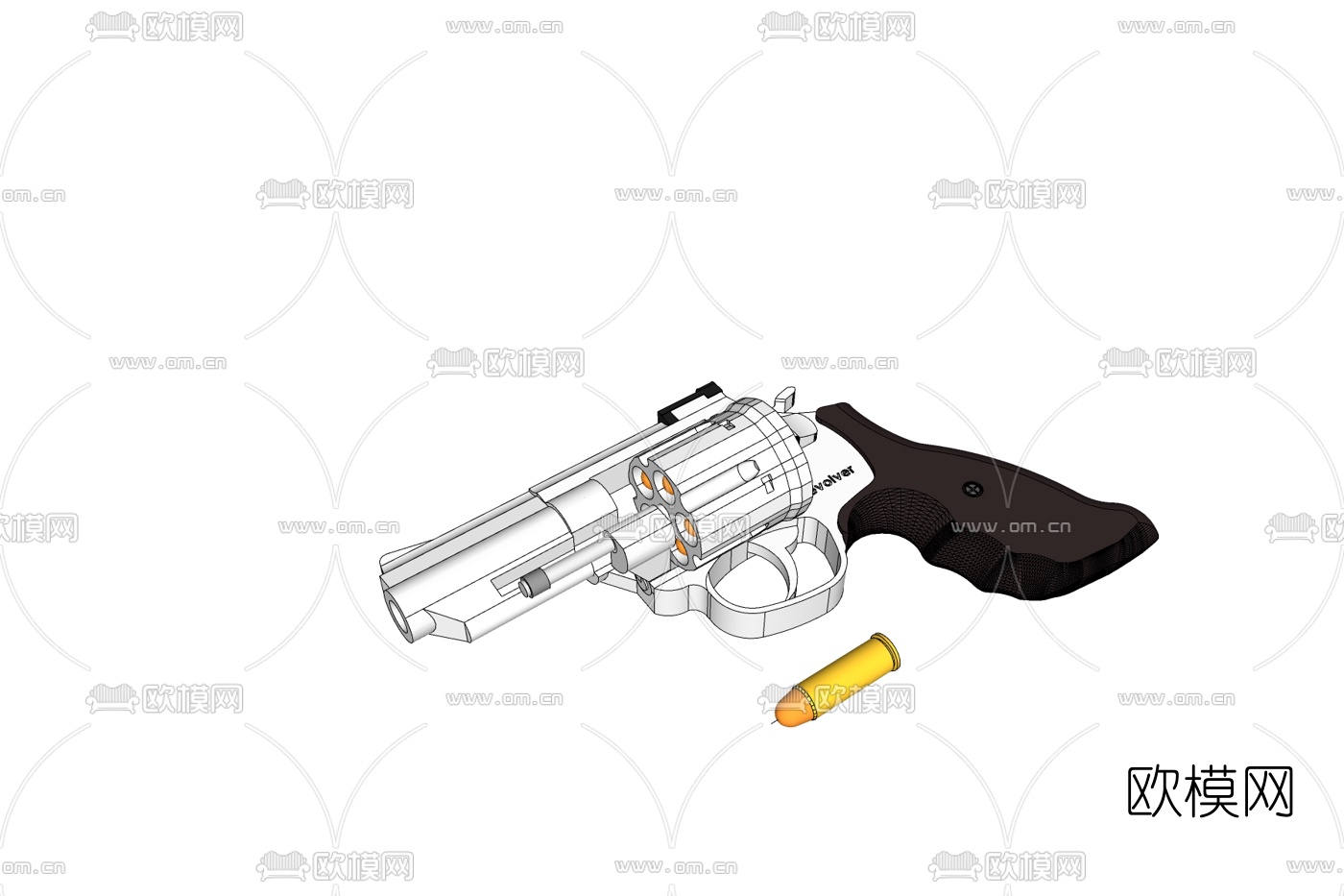现代手枪免费su模型下载