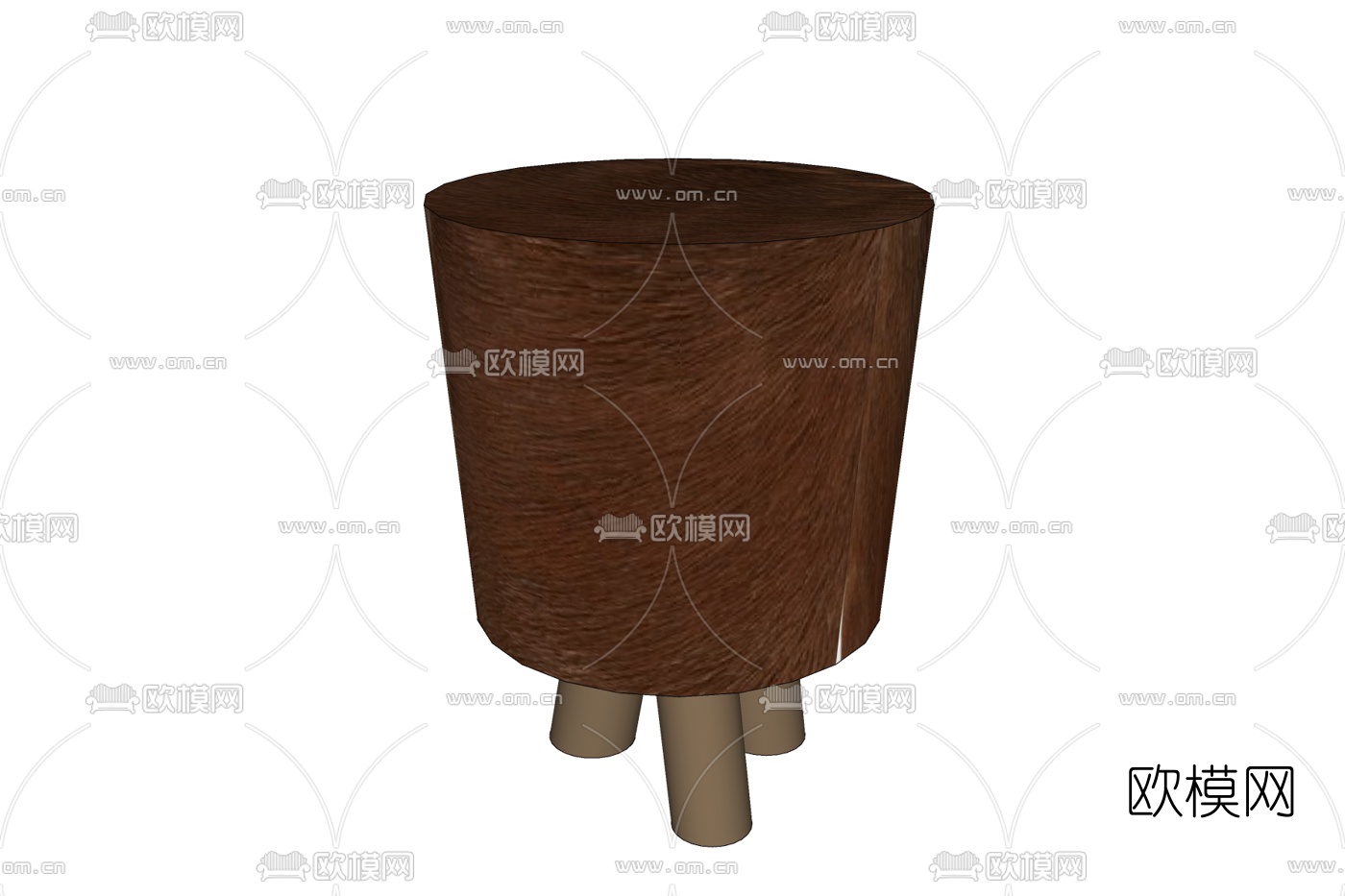 自然风木头圆凳免费su模型下载