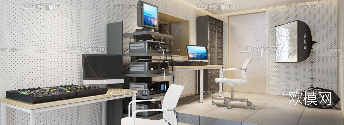 现代录音摄影棚3d模型下载（渲染图2）