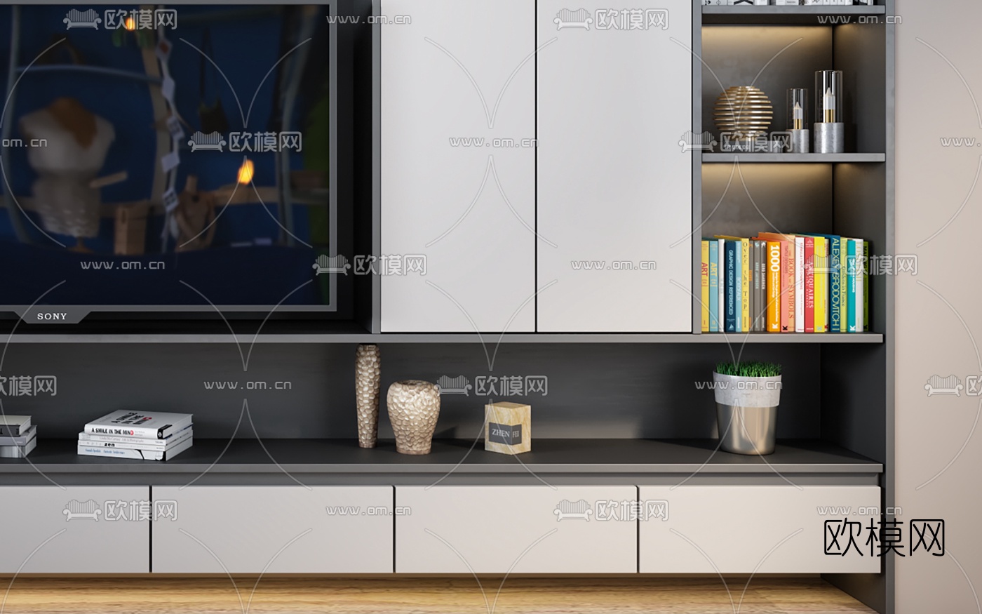 现代电视背景墙3d模型