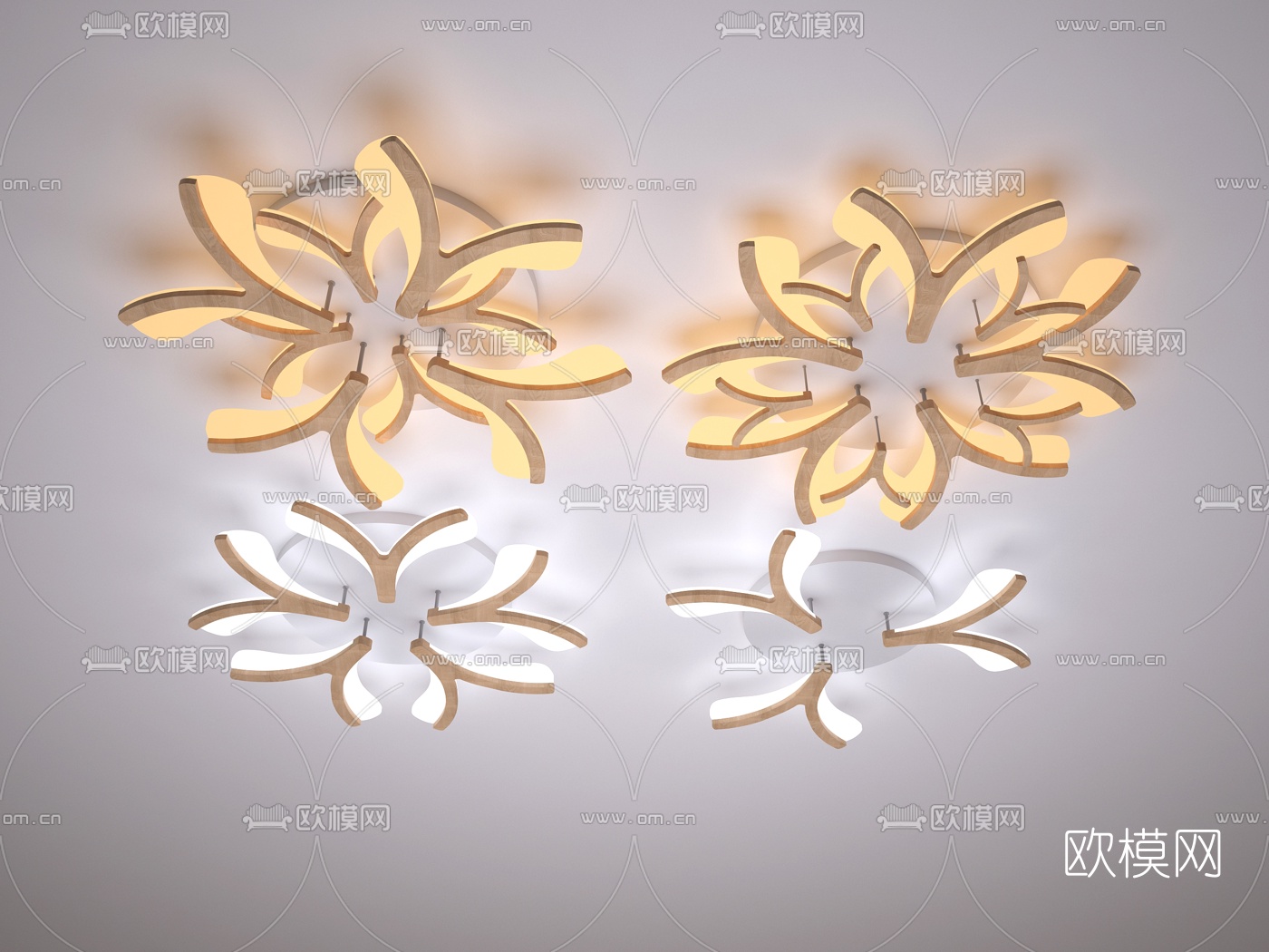 北欧艺术原木吸顶灯3d模型