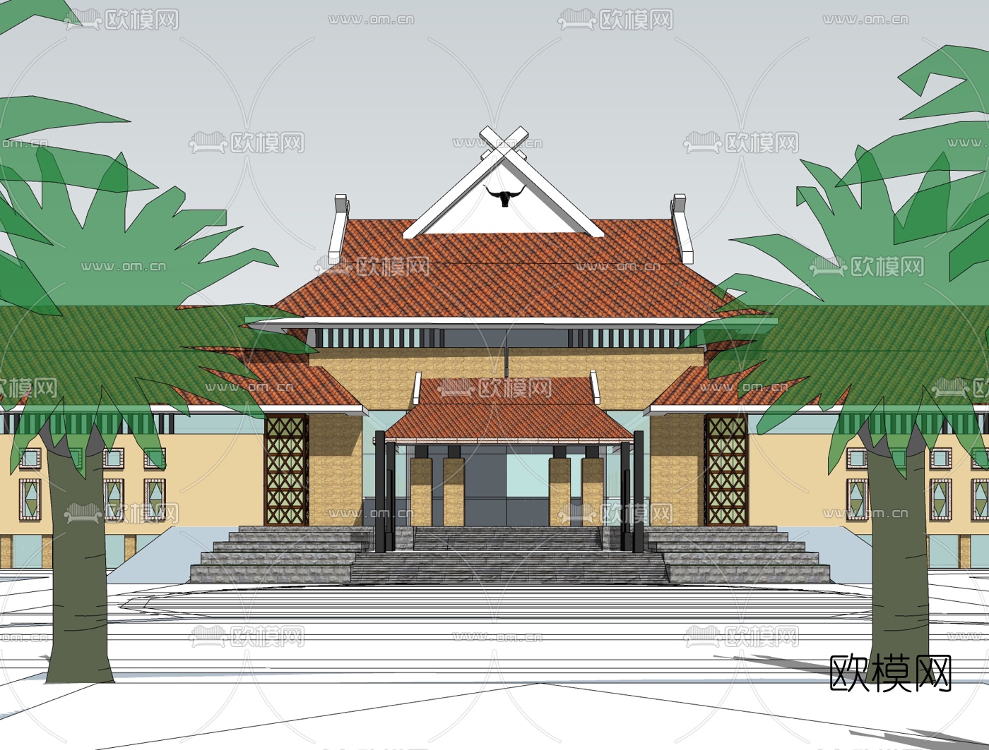 东南亚会所免费su模型下载（渲染图1）