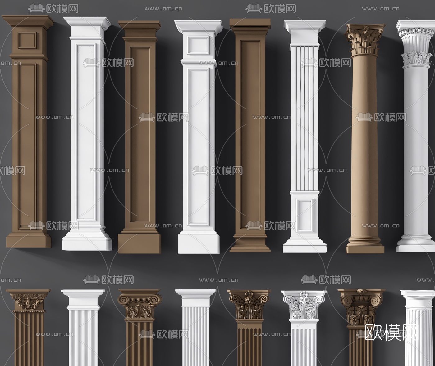 欧式罗马柱组合3d模型