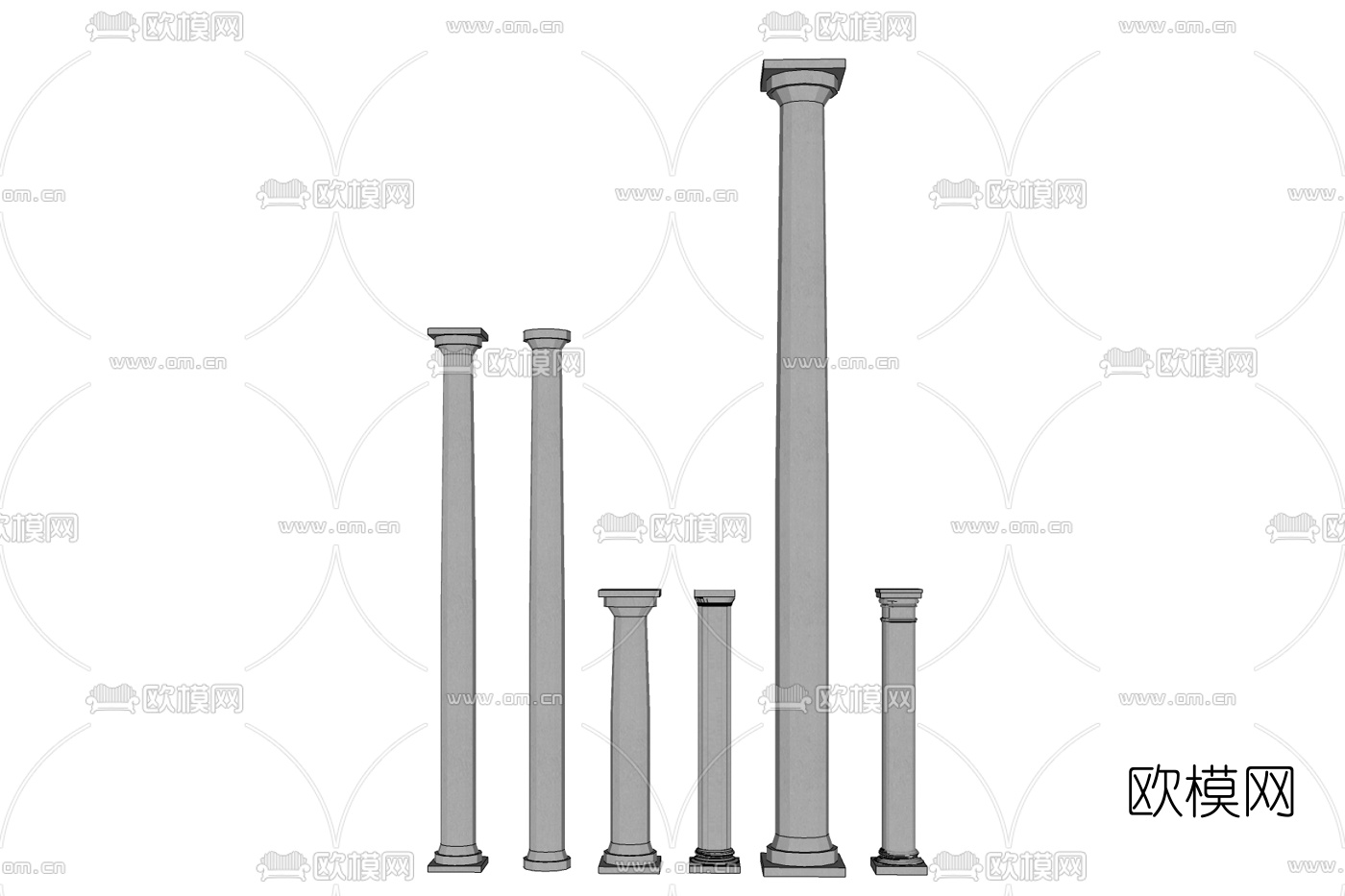 欧式石膏罗马柱免费su模型下载