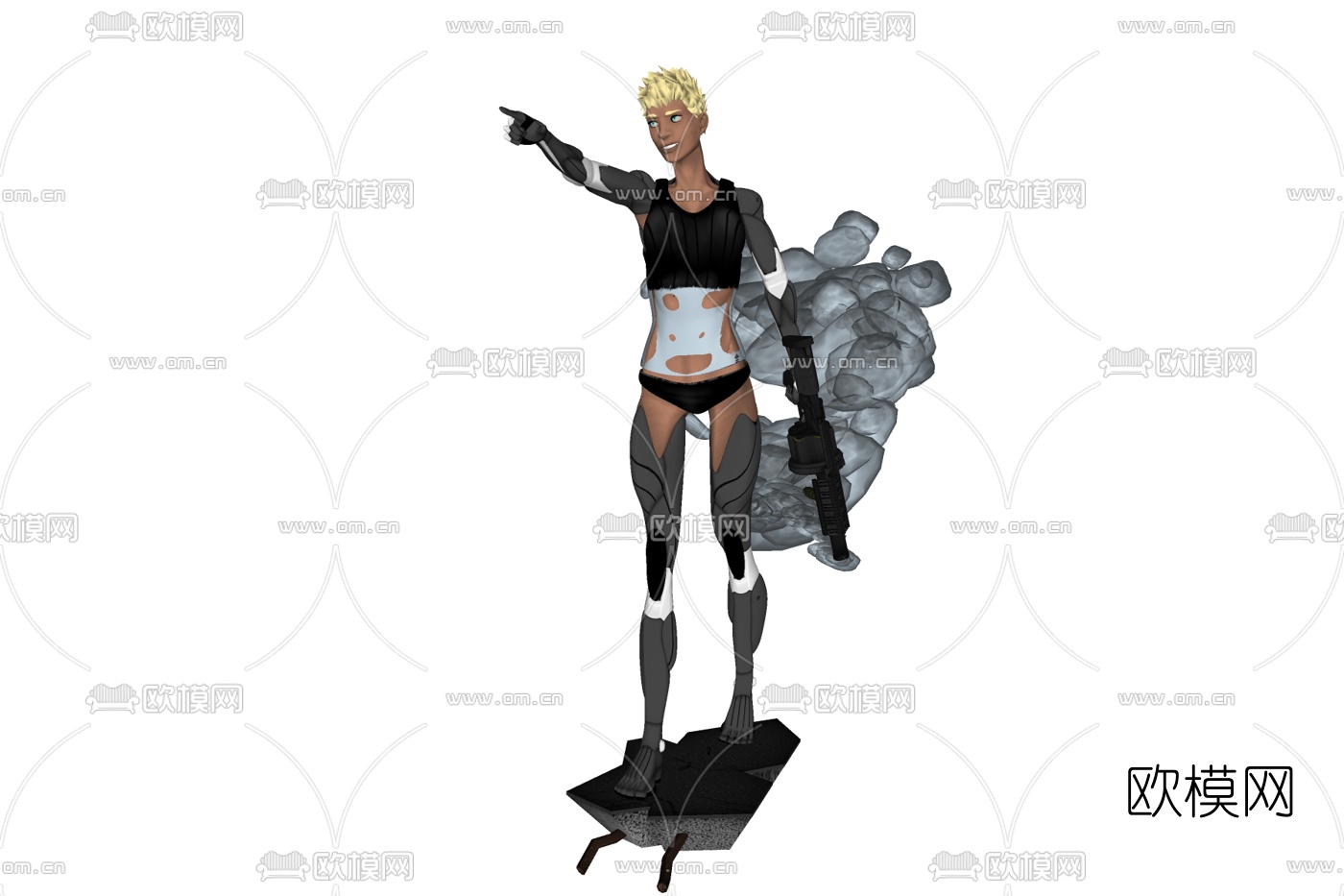 现代女枪手角色免费su模型下载