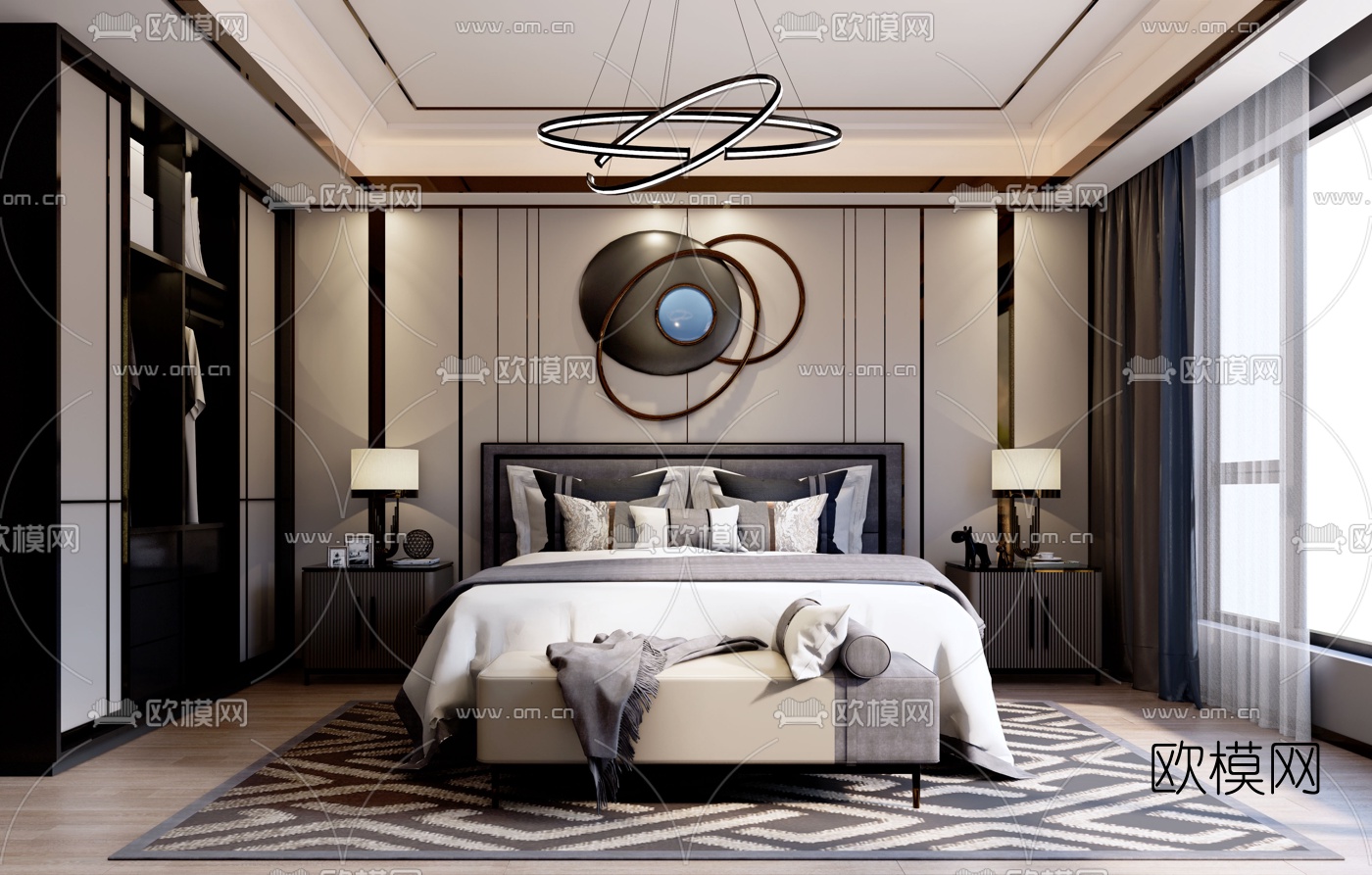 现代卧室主人房su模型