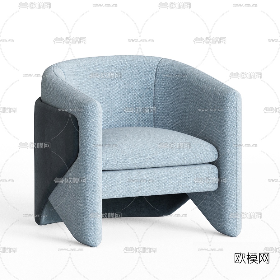 现代布艺单人沙发3d模型下载（渲染图2）