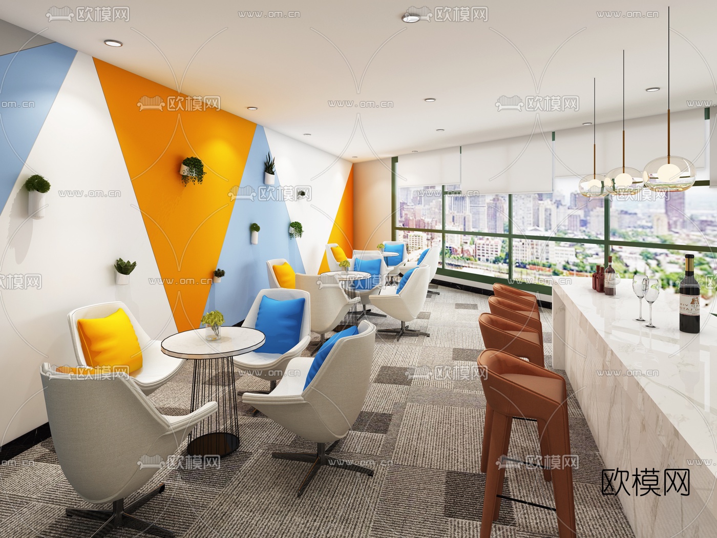 现代办公茶水间3d模型下载（渲染图1）