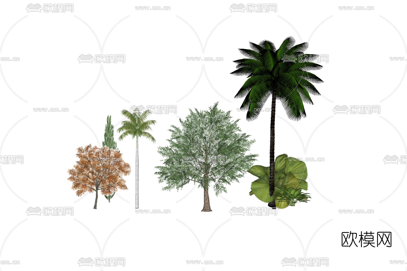 现代树木组合免费su模型下载