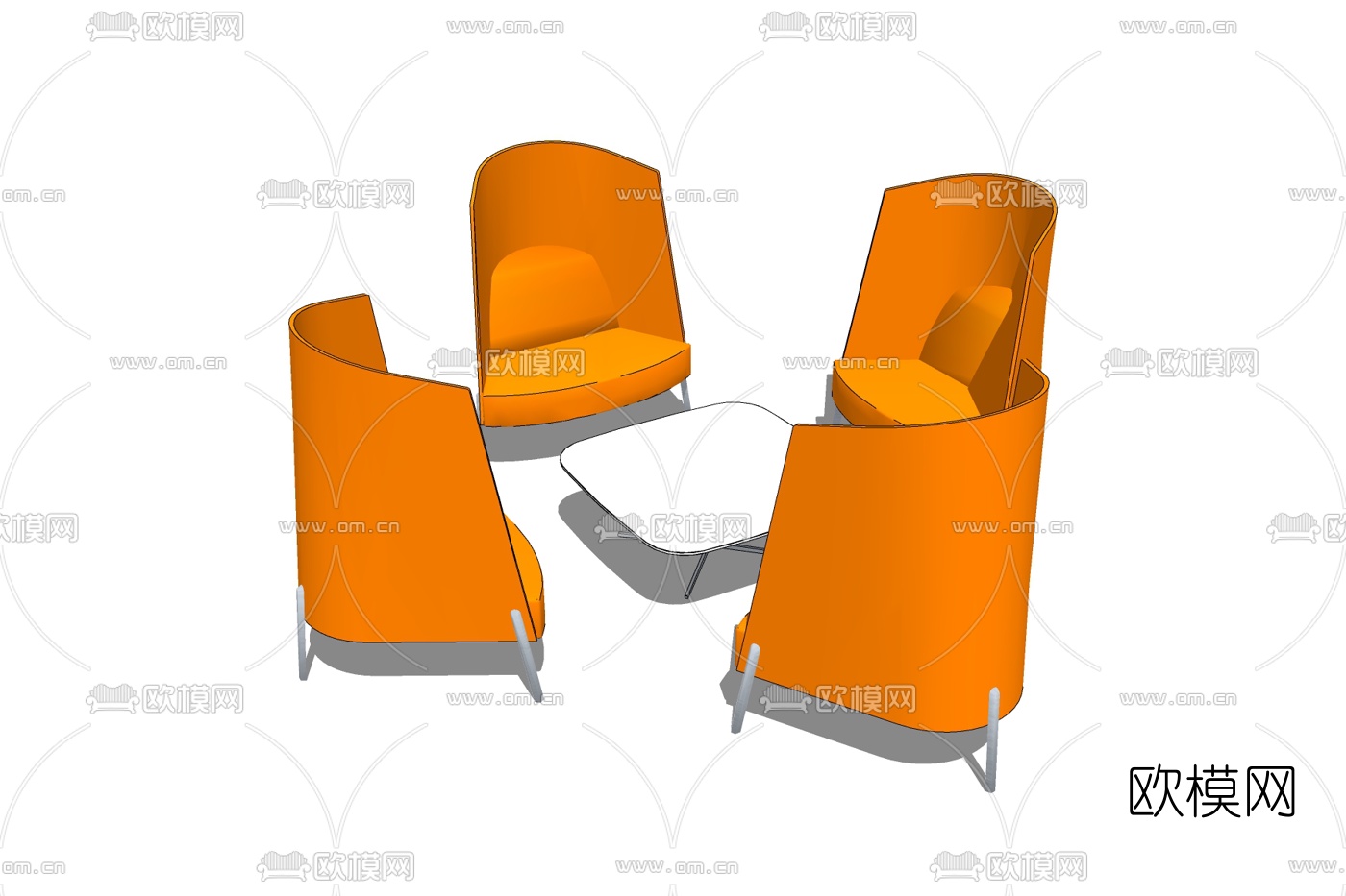 现代休闲桌椅免费su模型下载