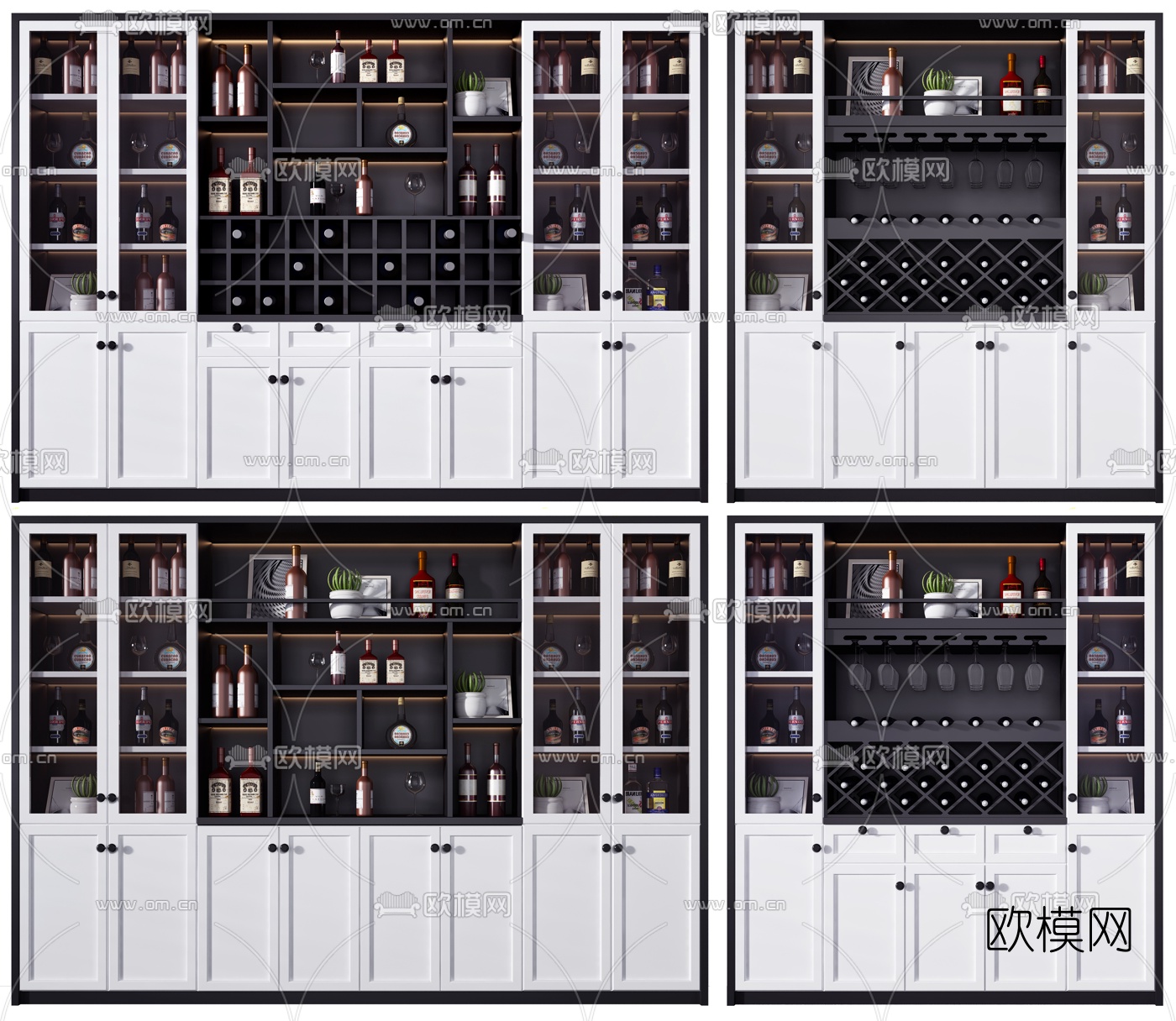 现代实木酒柜3d模型