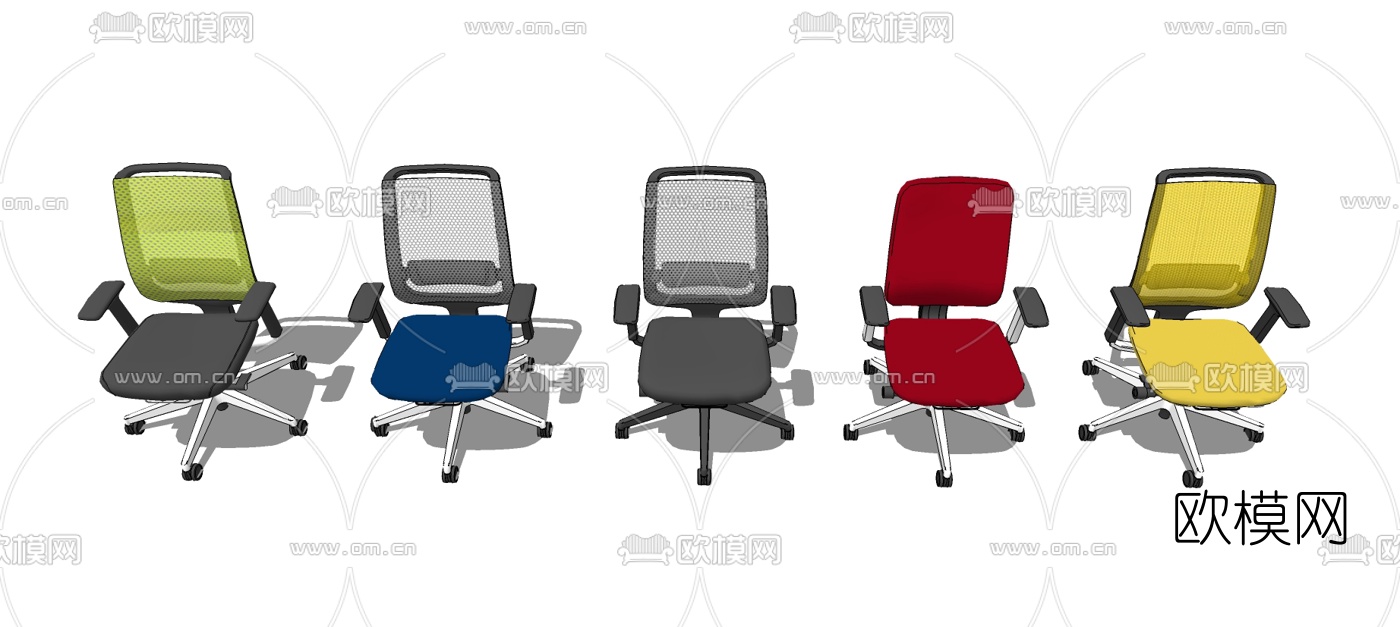 现代网布办公椅组合su模型下载（渲染图2）