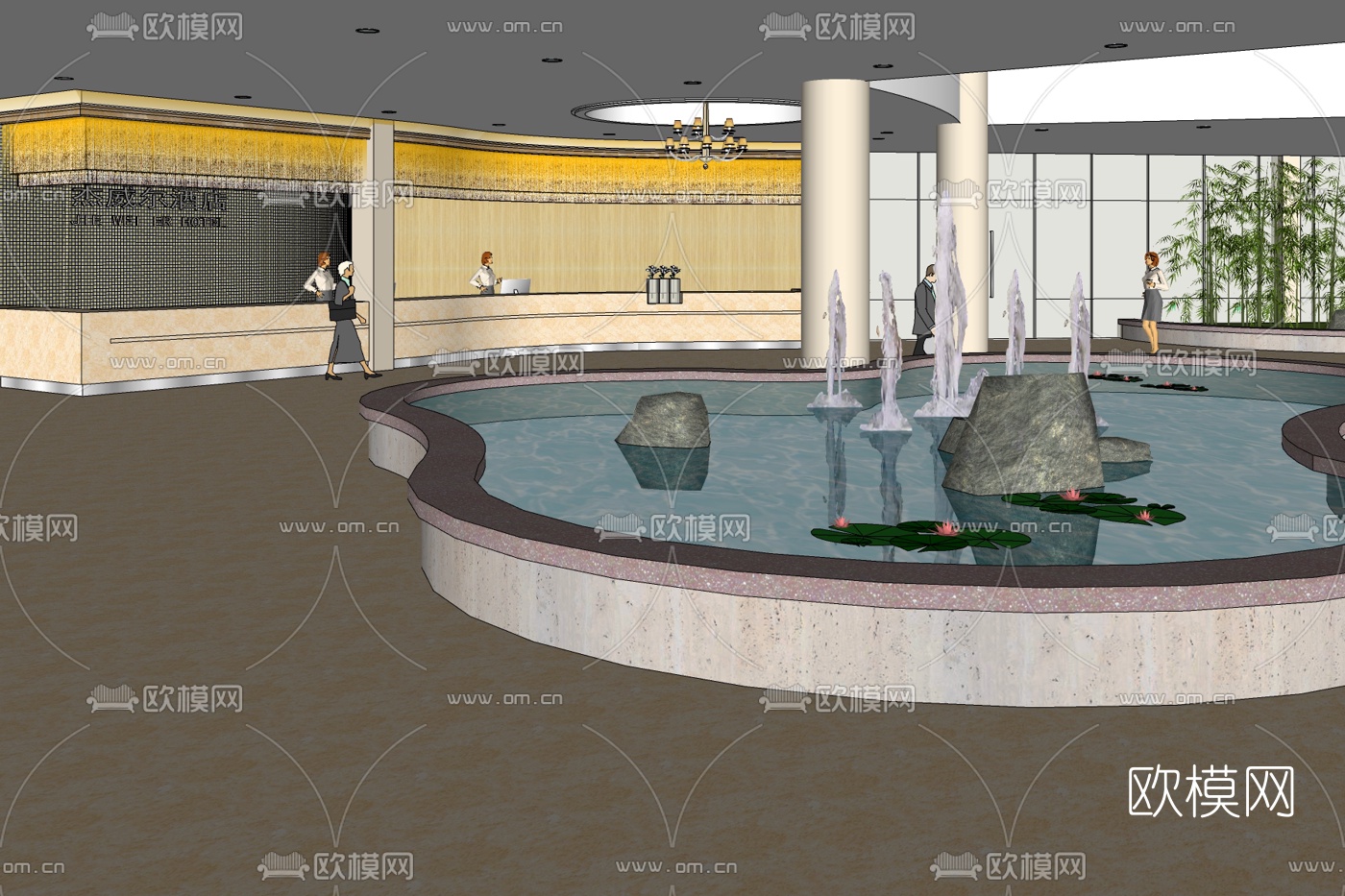 现代酒店大堂免费su模型