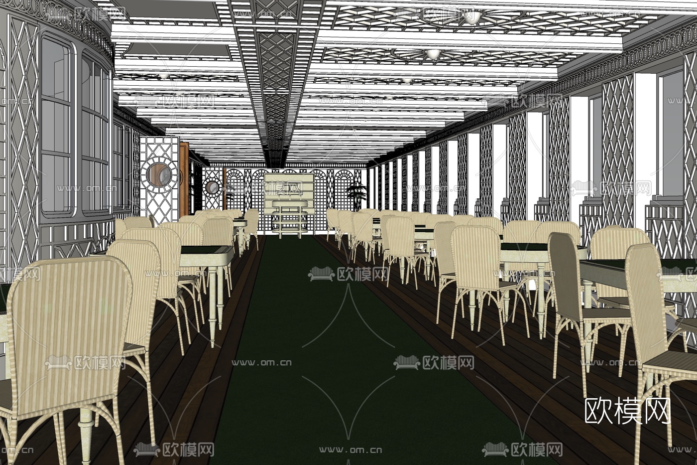 欧式自助餐厅免费su模型下载