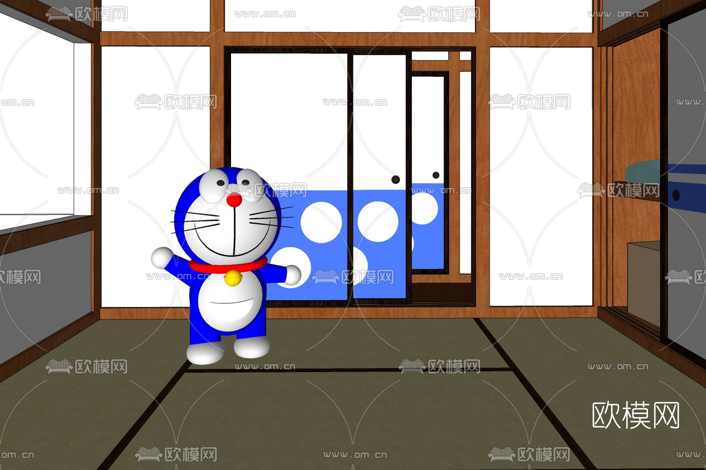 日式简约卧室免费su模型下载