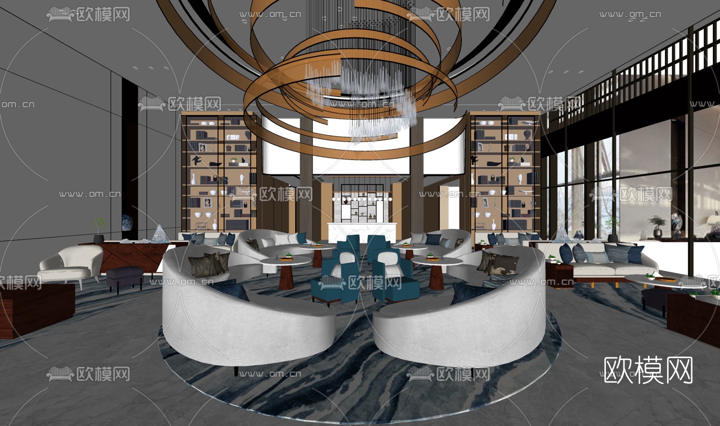 YLH设计现代售楼处su模型下载