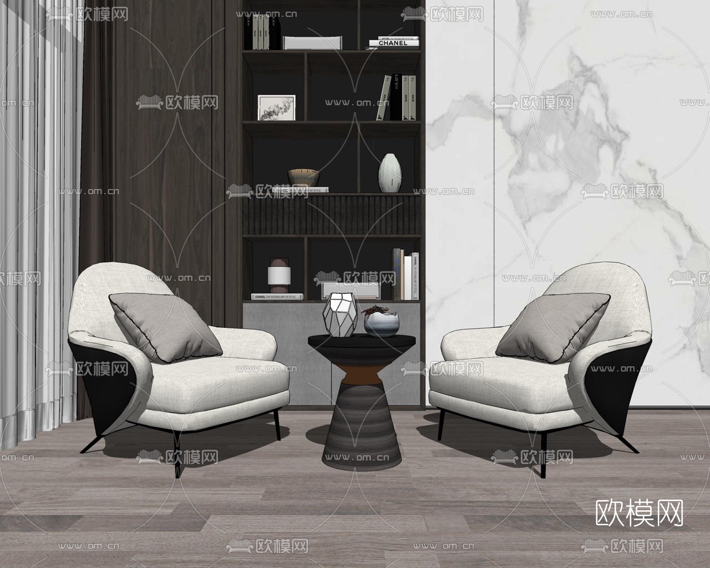 现代布艺休闲沙发su模型下载