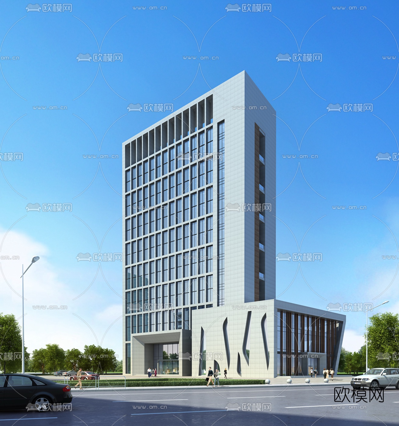 现代办公楼外观3d模型