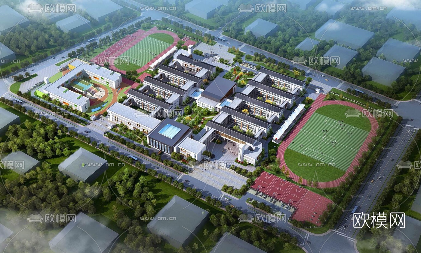 现代学校规划su模型下载（渲染图1）