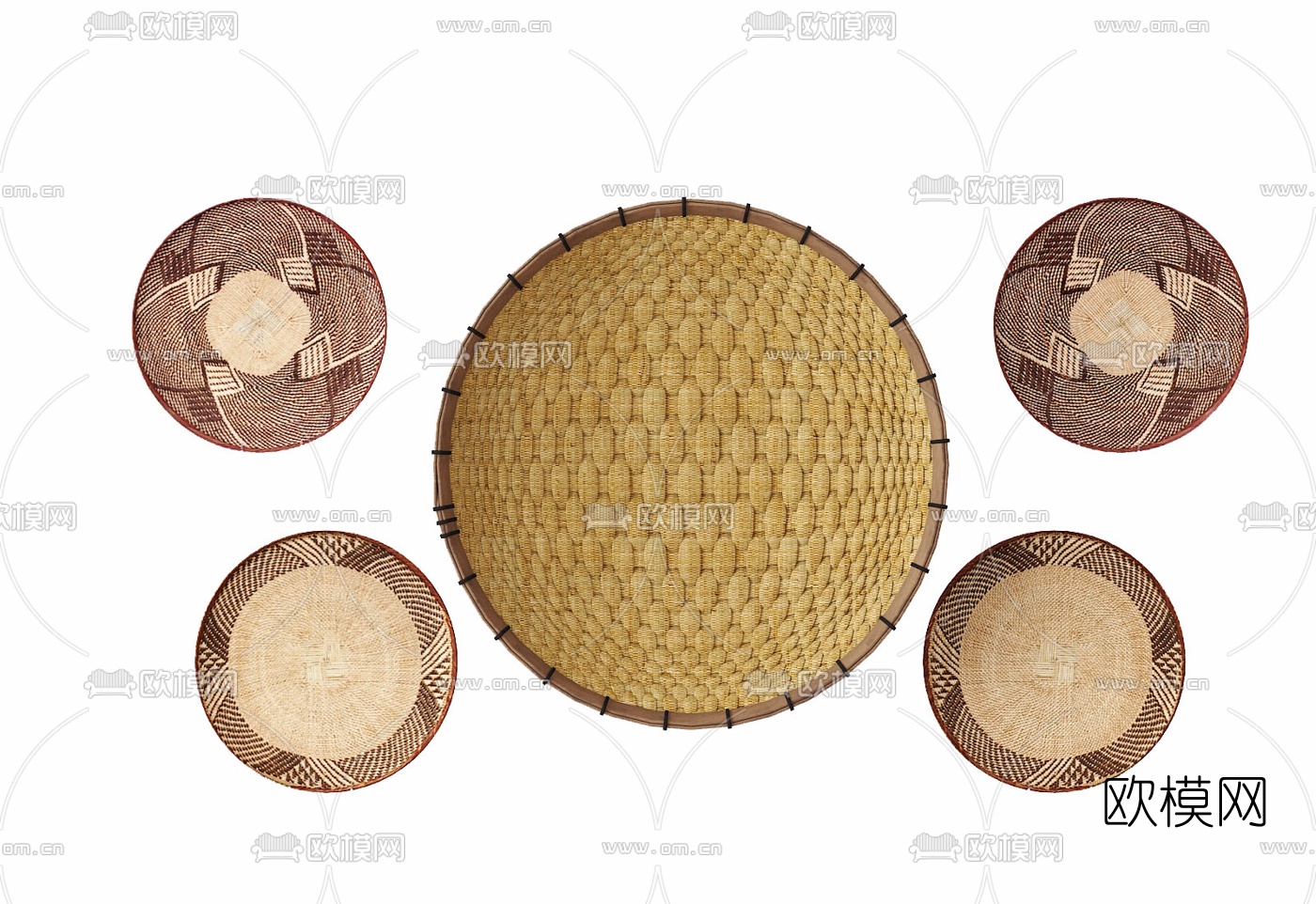 自然风竹编挂件3d模型下载