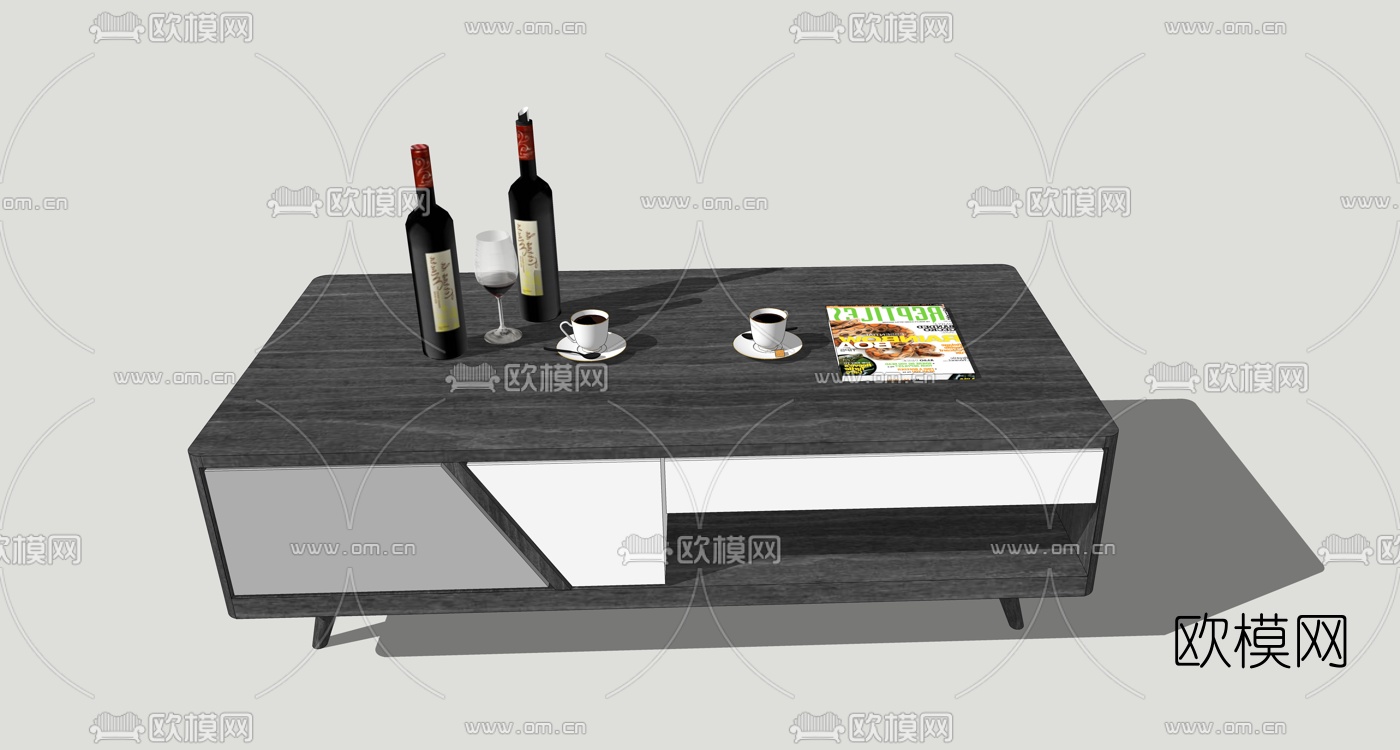 北欧实木茶几su模型下载（渲染图1）