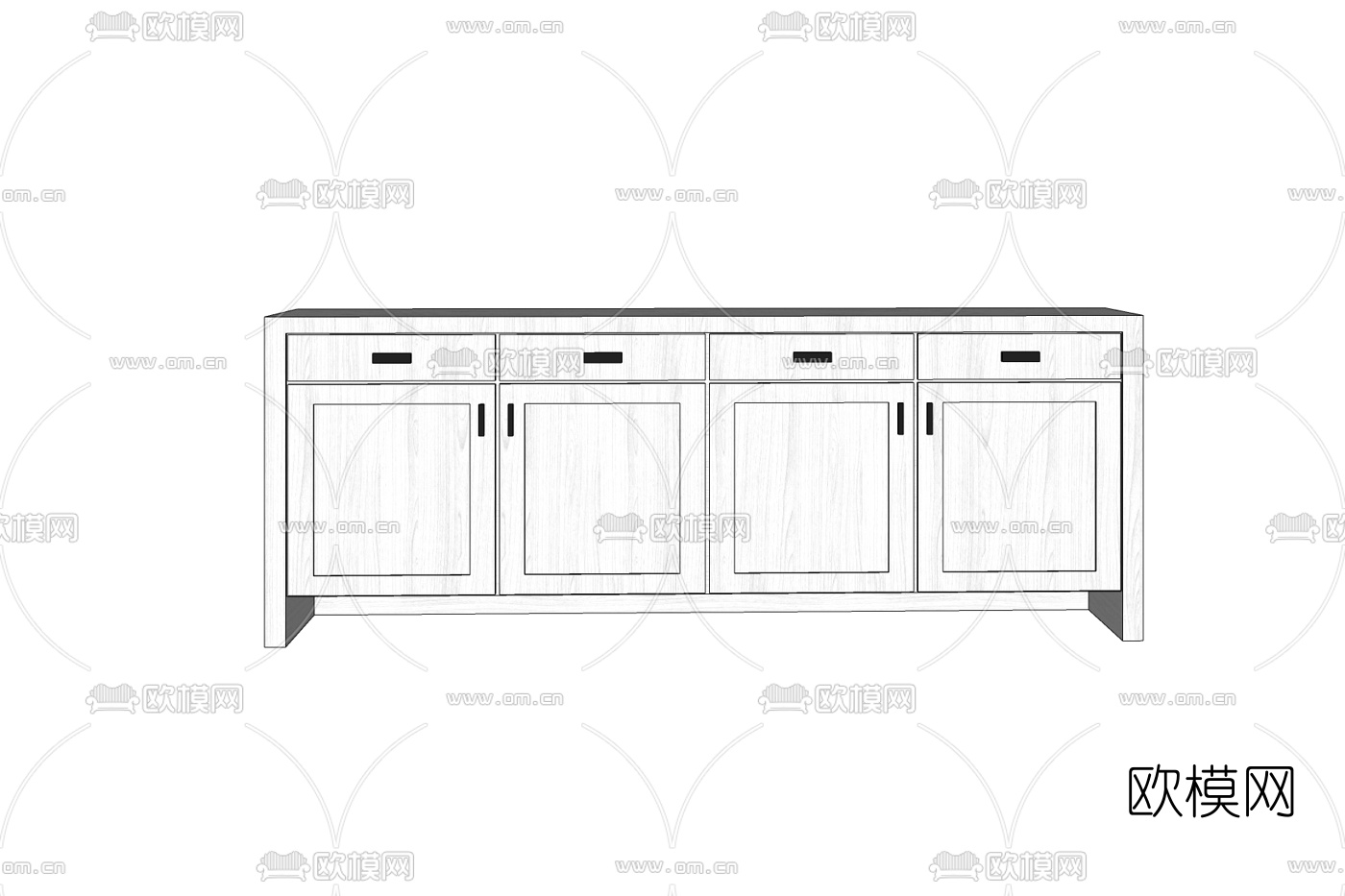 现代实木鞋柜免费su模型下载