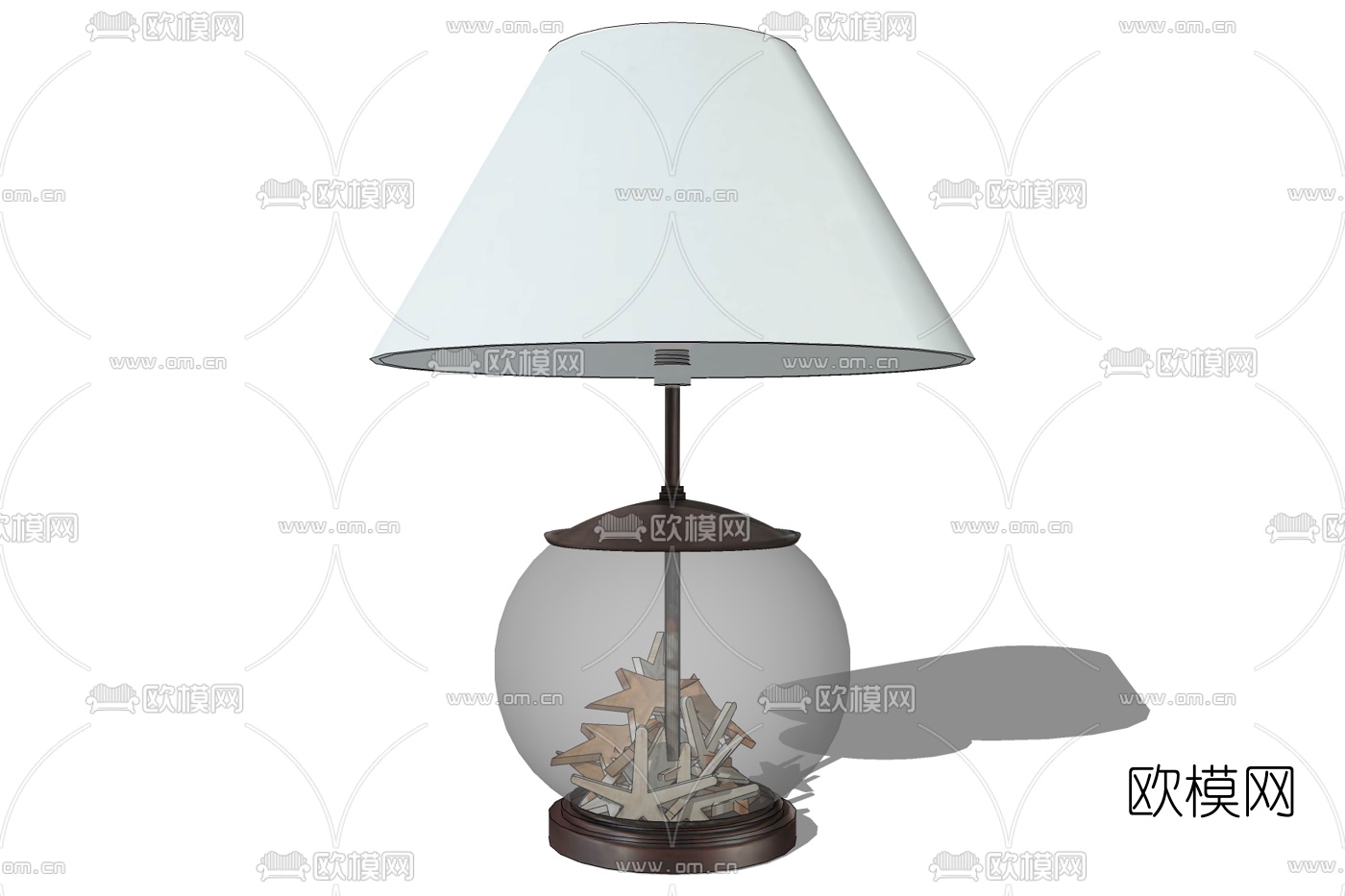 现代金属台灯免费su模型下载