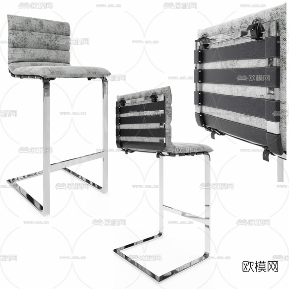 现代金属吧椅3d模型下载