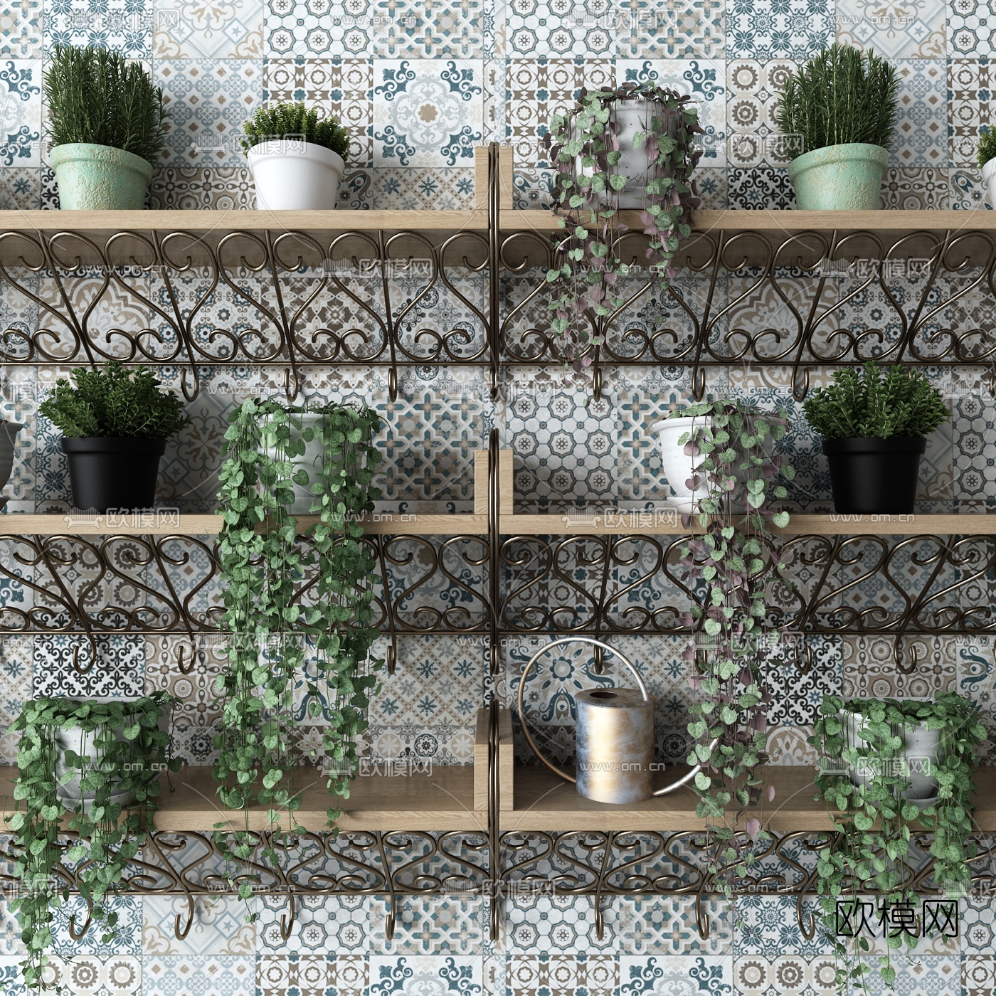 北欧吊架盆栽3d模型下载