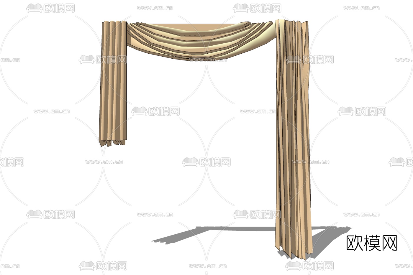 简欧窗帘免费su模型下载