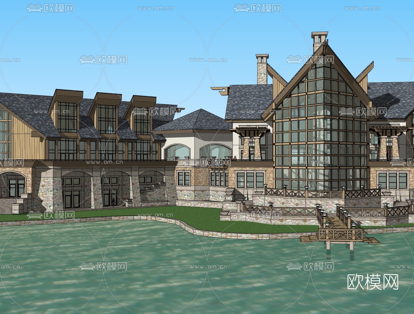 欧式田园风酒店su模型下载（渲染图1）