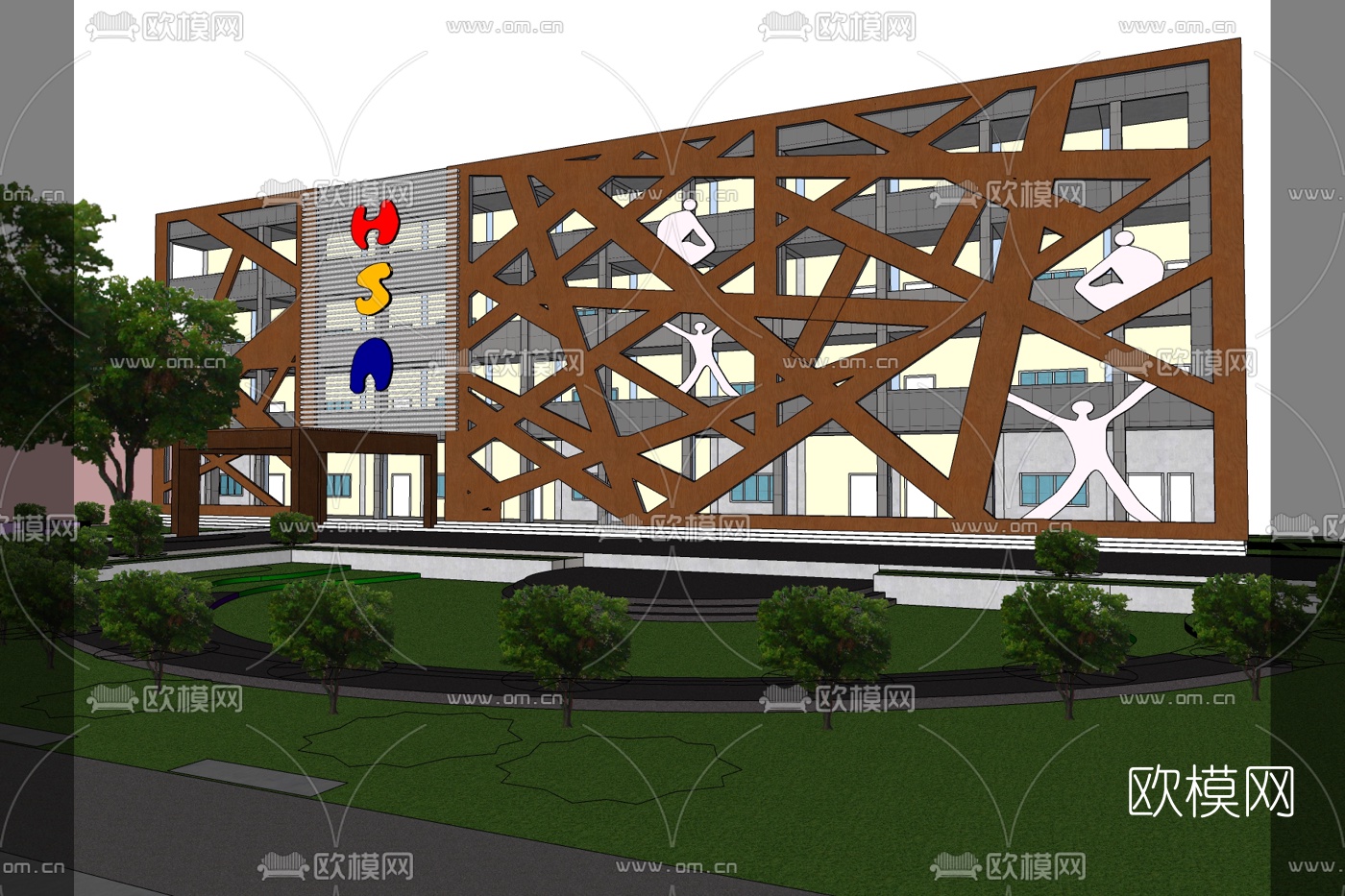 现代幼儿园免费su模型下载