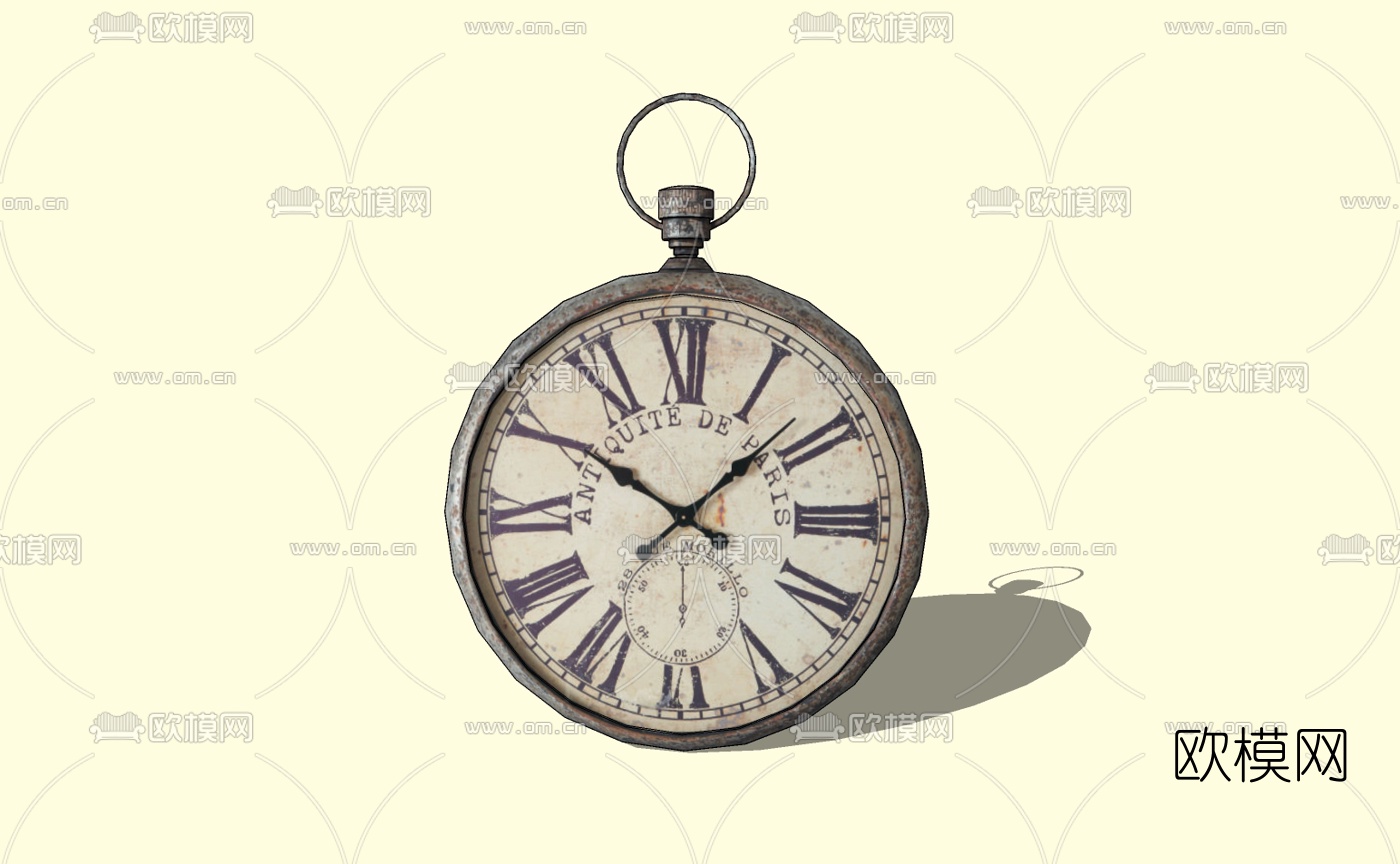 欧式金属时钟免费su模型下载