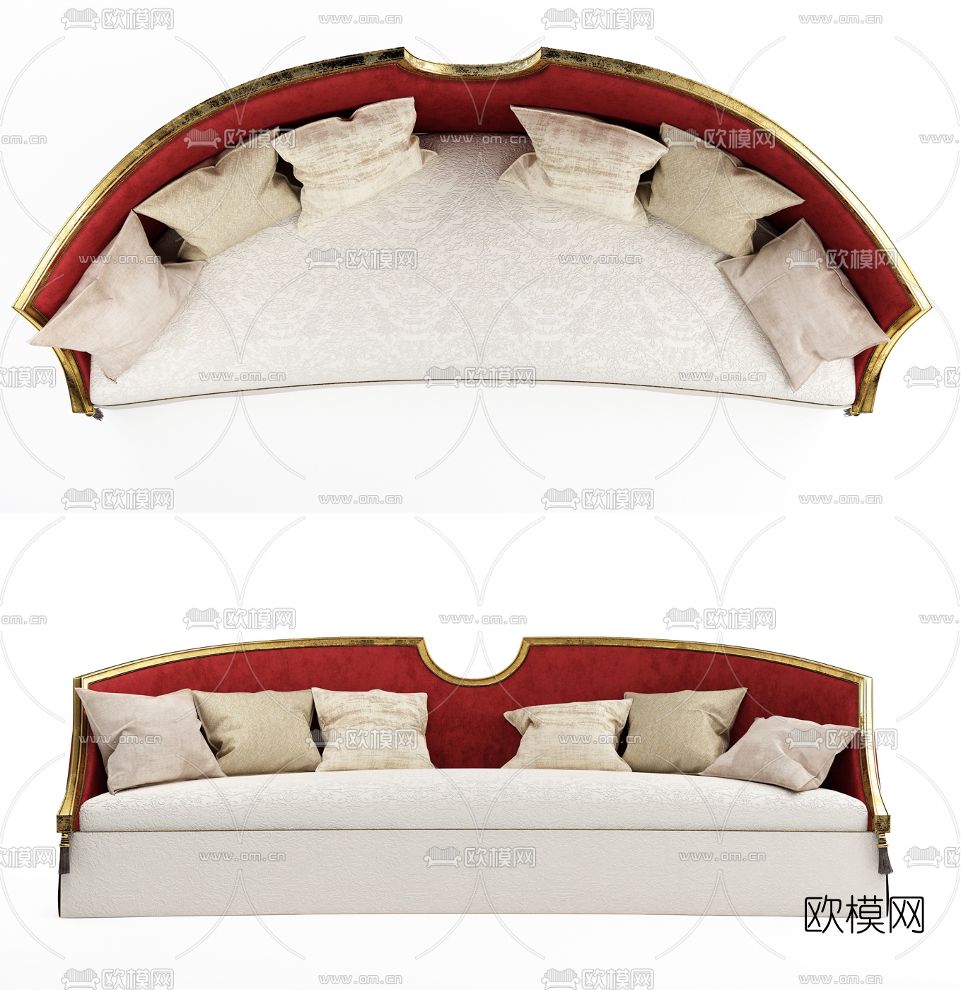 欧式古典布艺休闲沙发3d模型下载
