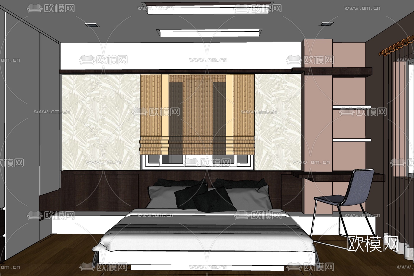 现代卧室免费su模型下载