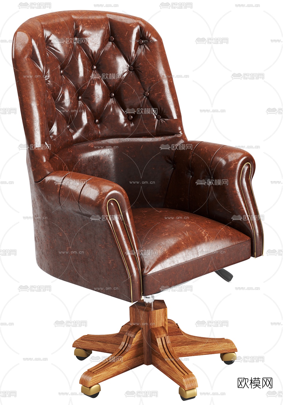 美式皮革班椅3d模型下载（渲染图2）