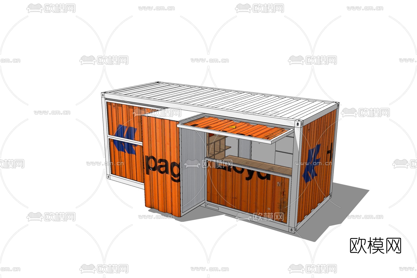 工业风集装箱快餐店免费su模型下载
