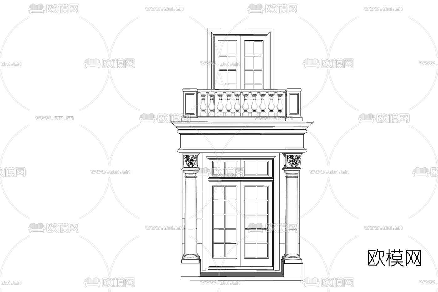简欧入户门头免费su模型下载