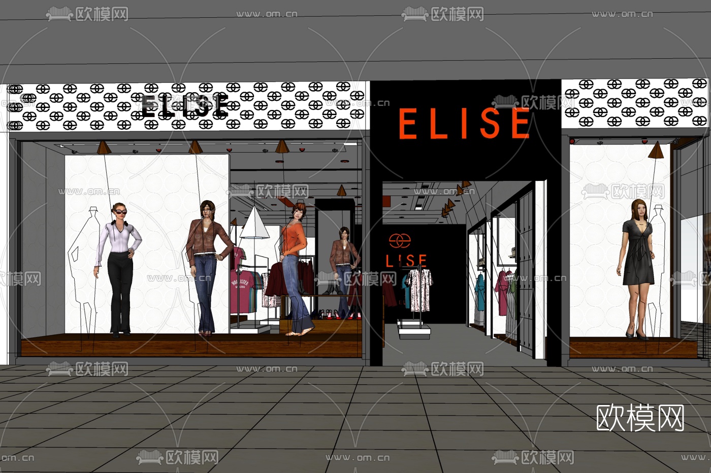 现代服饰专卖店免费su模型下载